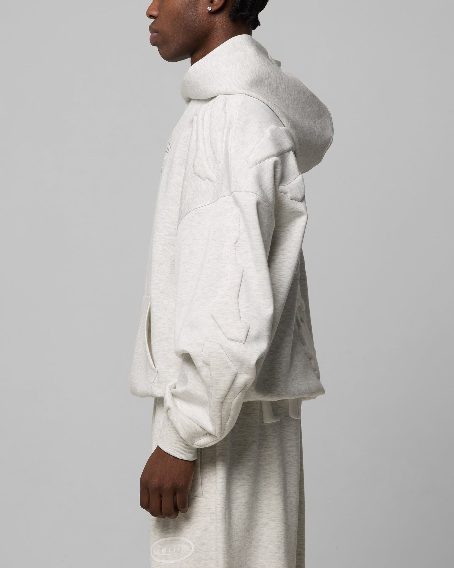 Grey Marle Oversized Hoodie for Men with Kangaroo Pocket and Dropped Shoulders - Comfortable Sweatshirt 5