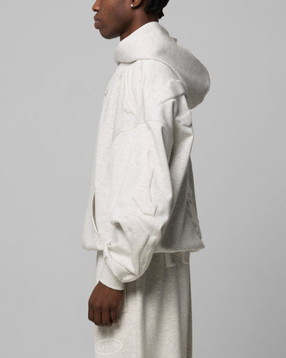 Grey Marle Oversized Hoodie for Men with Kangaroo Pocket and Dropped Shoulders - Comfortable Sweatshirt 5