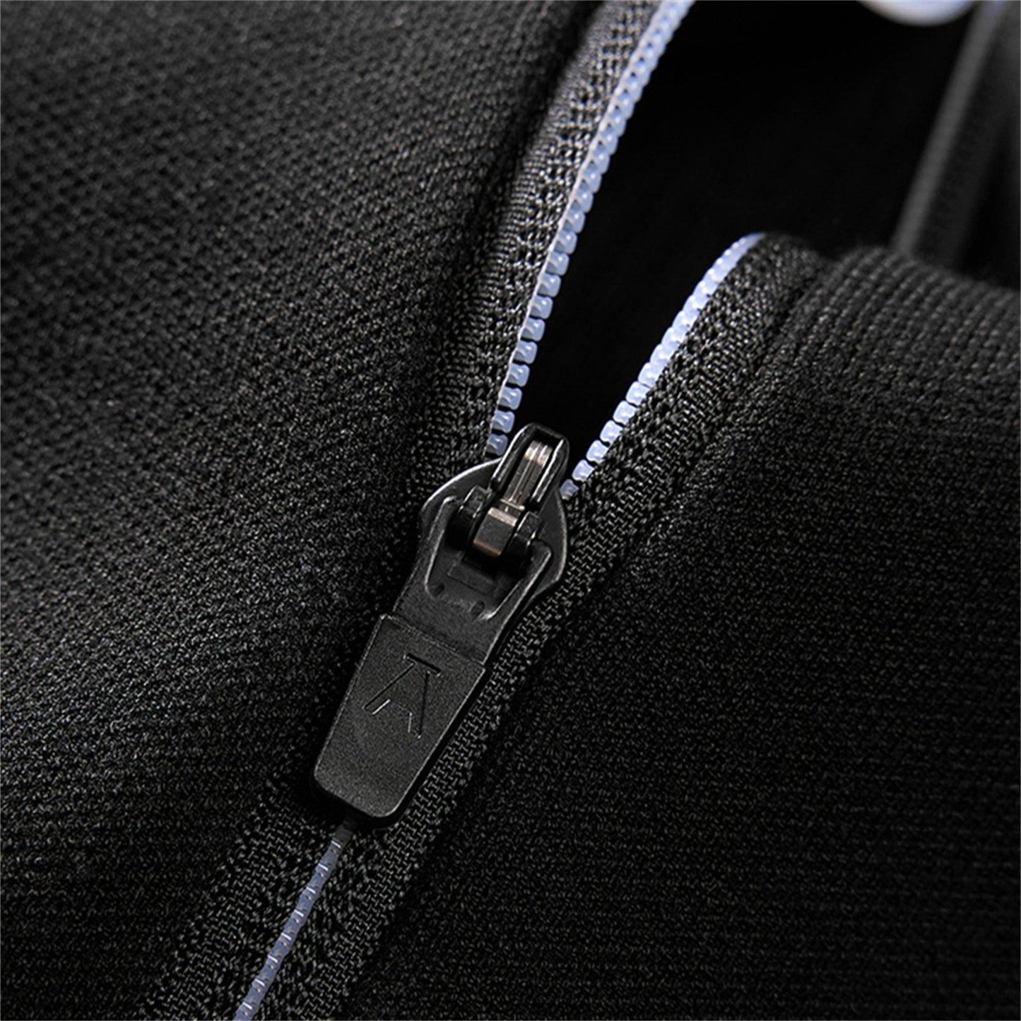 Men's Black Zipper Jacket - Regular Fit Polyester Winter Jacket with Stand Collar and Long Sleeves 4