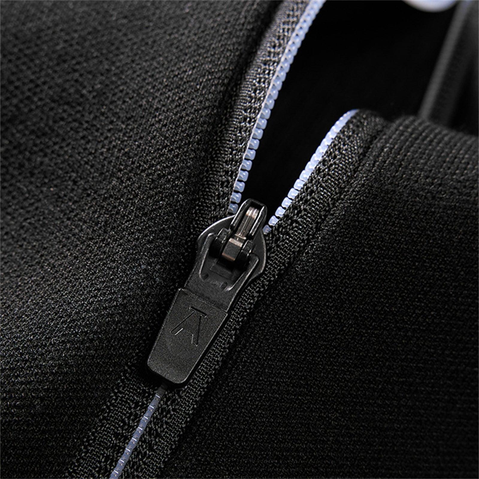 Men's Black Zipper Jacket - Regular Fit Polyester Winter Jacket with Stand Collar and Long Sleeves 4