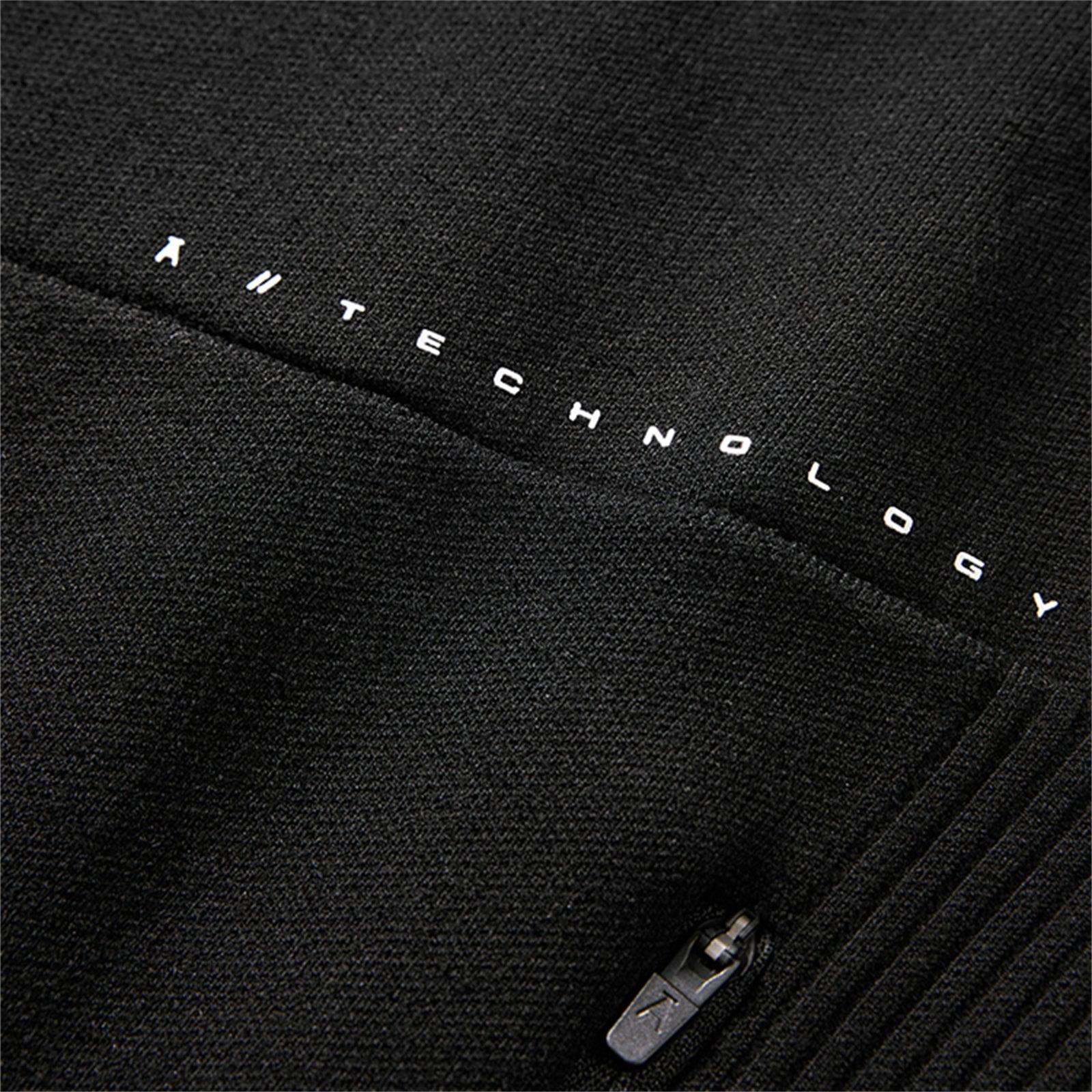 Men's Black Zipper Jacket - Regular Fit Polyester Winter Jacket with Stand Collar and Long Sleeves 5