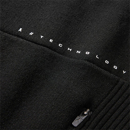 Men's Black Zipper Jacket - Regular Fit Polyester Winter Jacket with Stand Collar and Long Sleeves 5