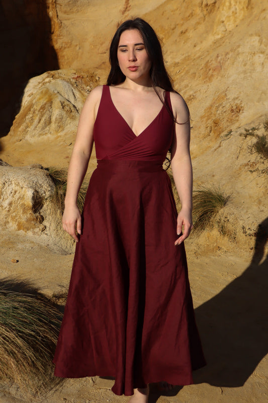 Women's Maxi Skirt in Grace Plum – 100% Linen, Flattering Silhouette for Casual and Formal Wear 1
